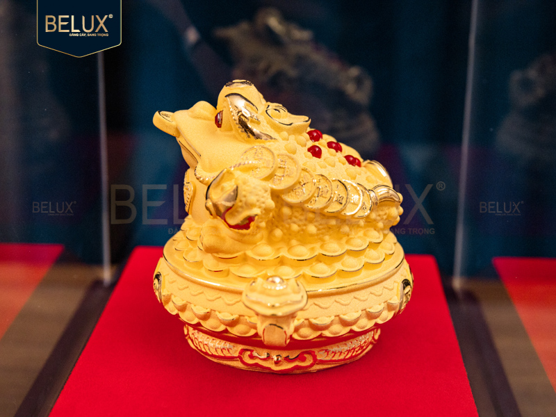 Tượng thiềm thừ vàng cát 10x8x8cm